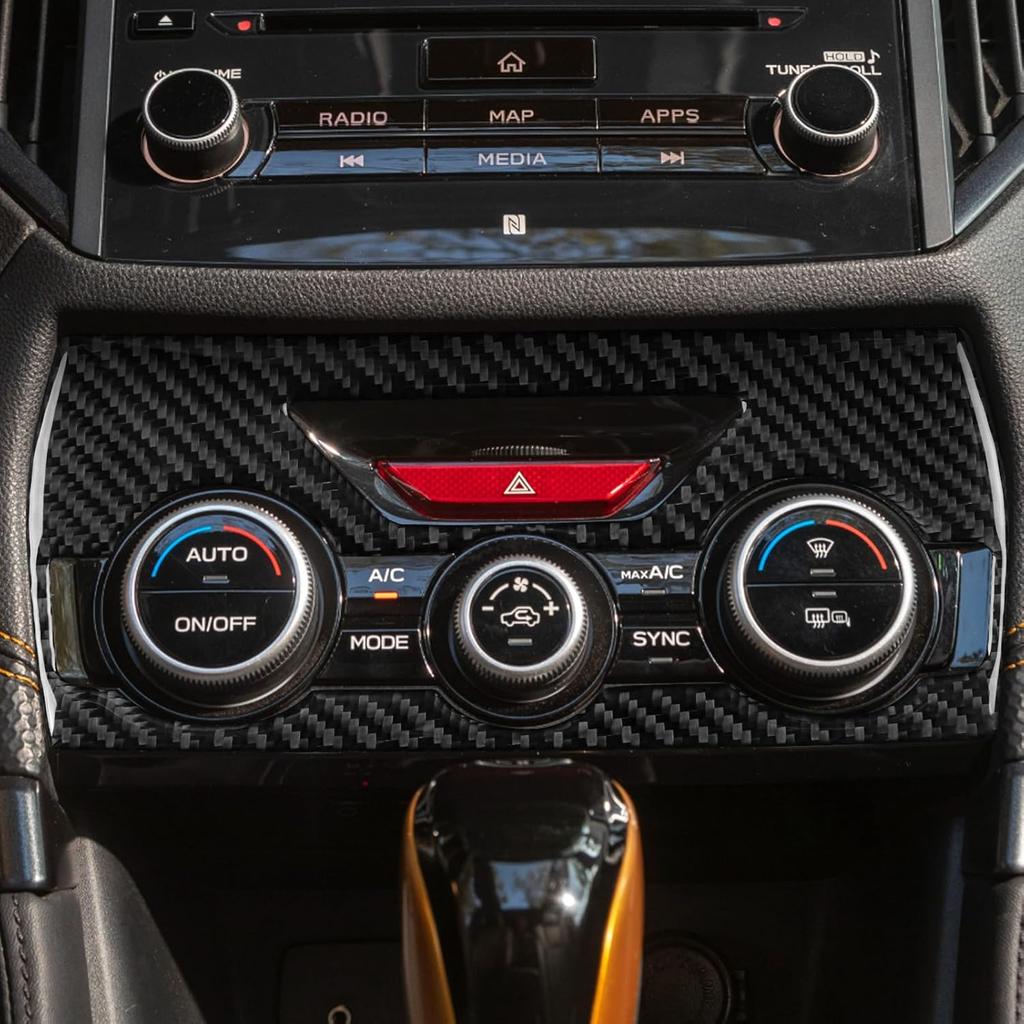 NVCNX Real Premium Carbon Fiber for Subaru Forester Accessories 2019-2024 2020 2021 2022 2023 Car Dash AC Climate Control Panel Cover Interior Trim