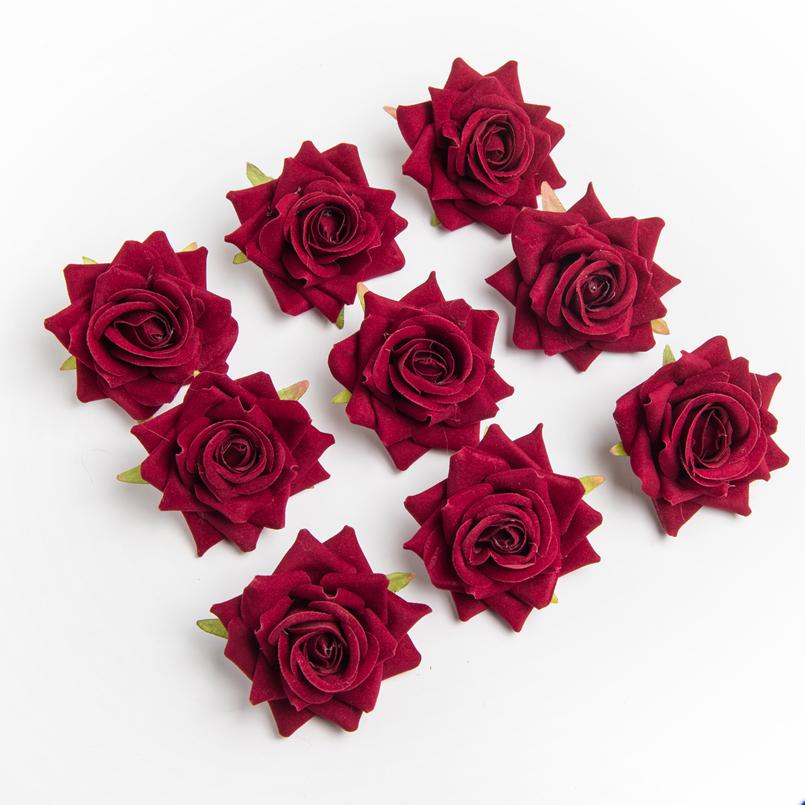 10 Pieces High Quality Flannel Roses Head Wedding Scrapbooking Home Decoration Bridal Accessories Clearance Artificial Flowers