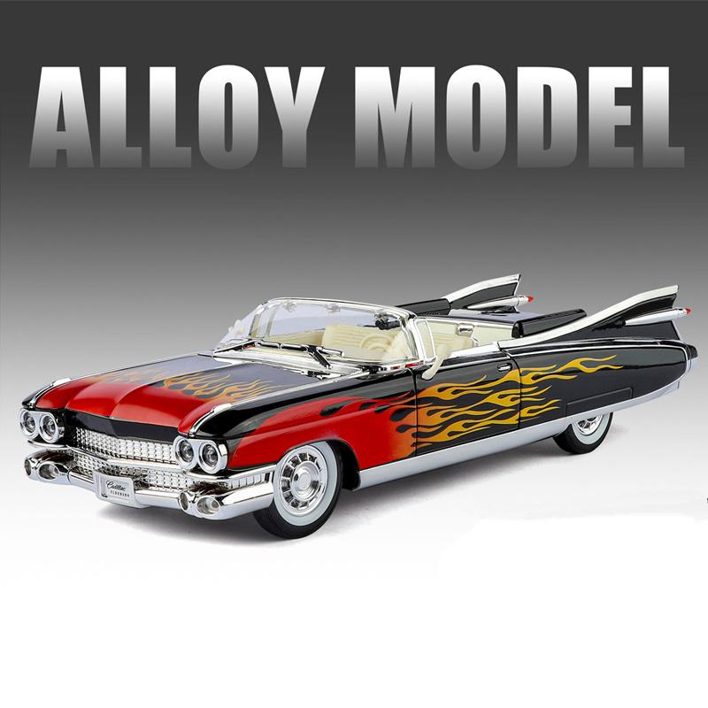 1/24 Eldorado Biarritz Series 62 Alloy Sports Car Model Diecast Metal Classic Retro Vehicles Car Model Sound Light Kids Toy Gift