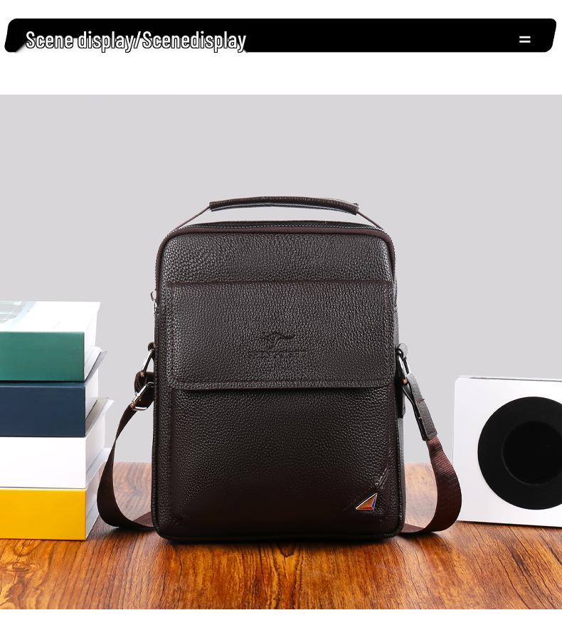 

Мужская винтажная сумка через плечо: Многофункциональная поясная/наплечная сумка большой вместимости для активного отдыха тёмно-рыжий