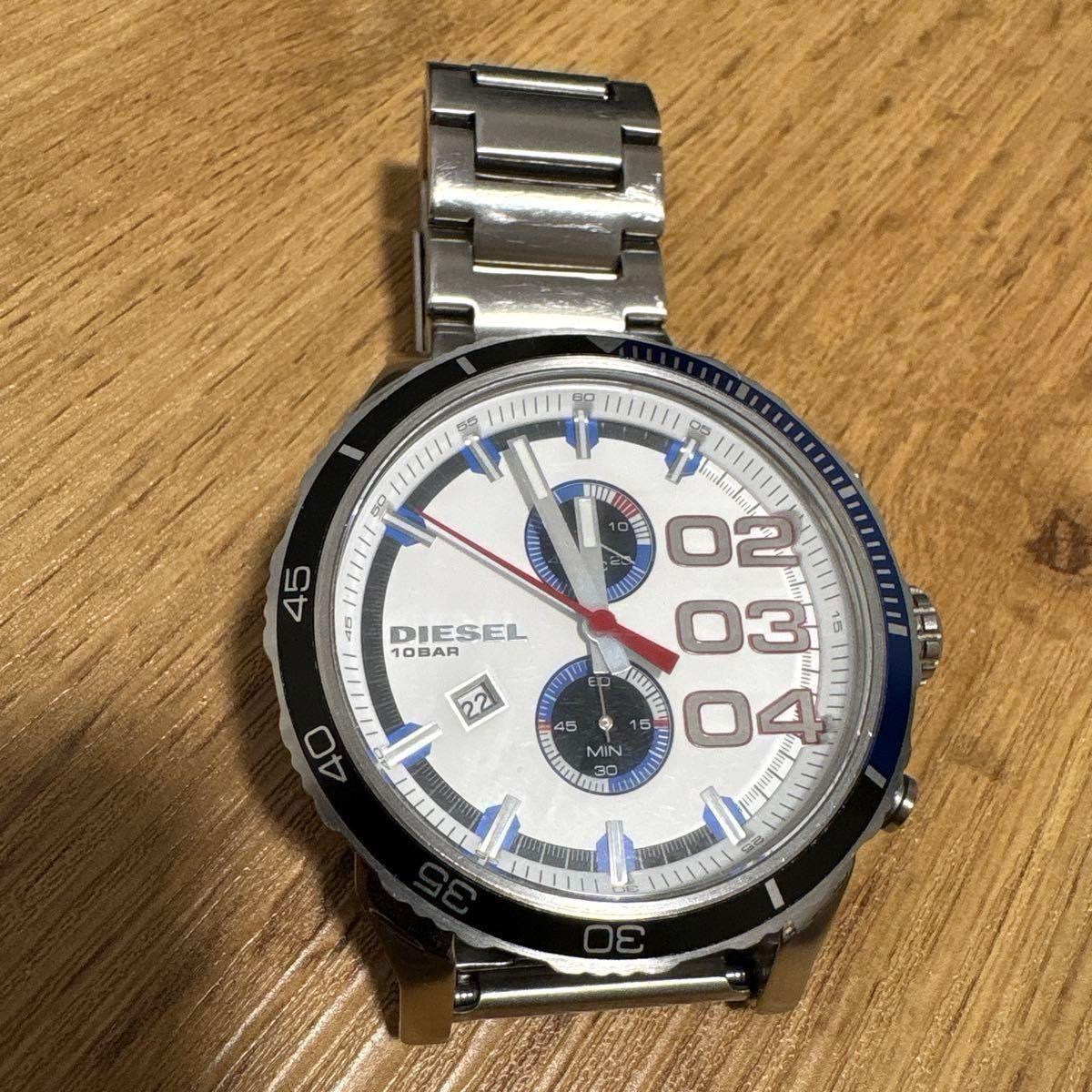 Used DIESEL DZ-4313 10BAR Chronograph Men s Watch Silver