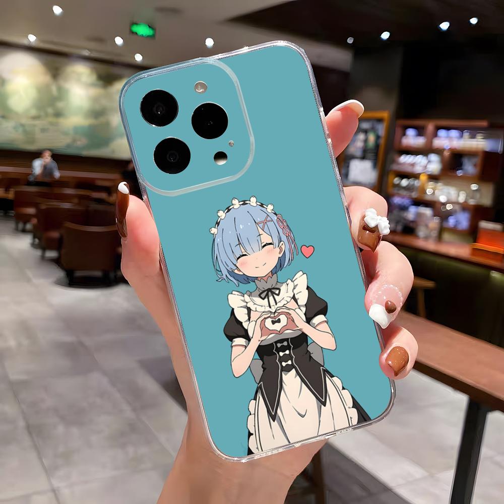 Re Zero Rem Emilia Phone Case For IPhone 17 Air 16 E 15 14 13 12 Mini 11 Pro Max Anti Transparent Drop Cover