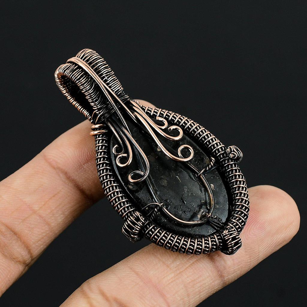 Nummite & Smoky Topaz  Pendant Gemstone Jewelry, 999 Copper Wire Wrapped Pendant, Gift For Women Handmade Pendant