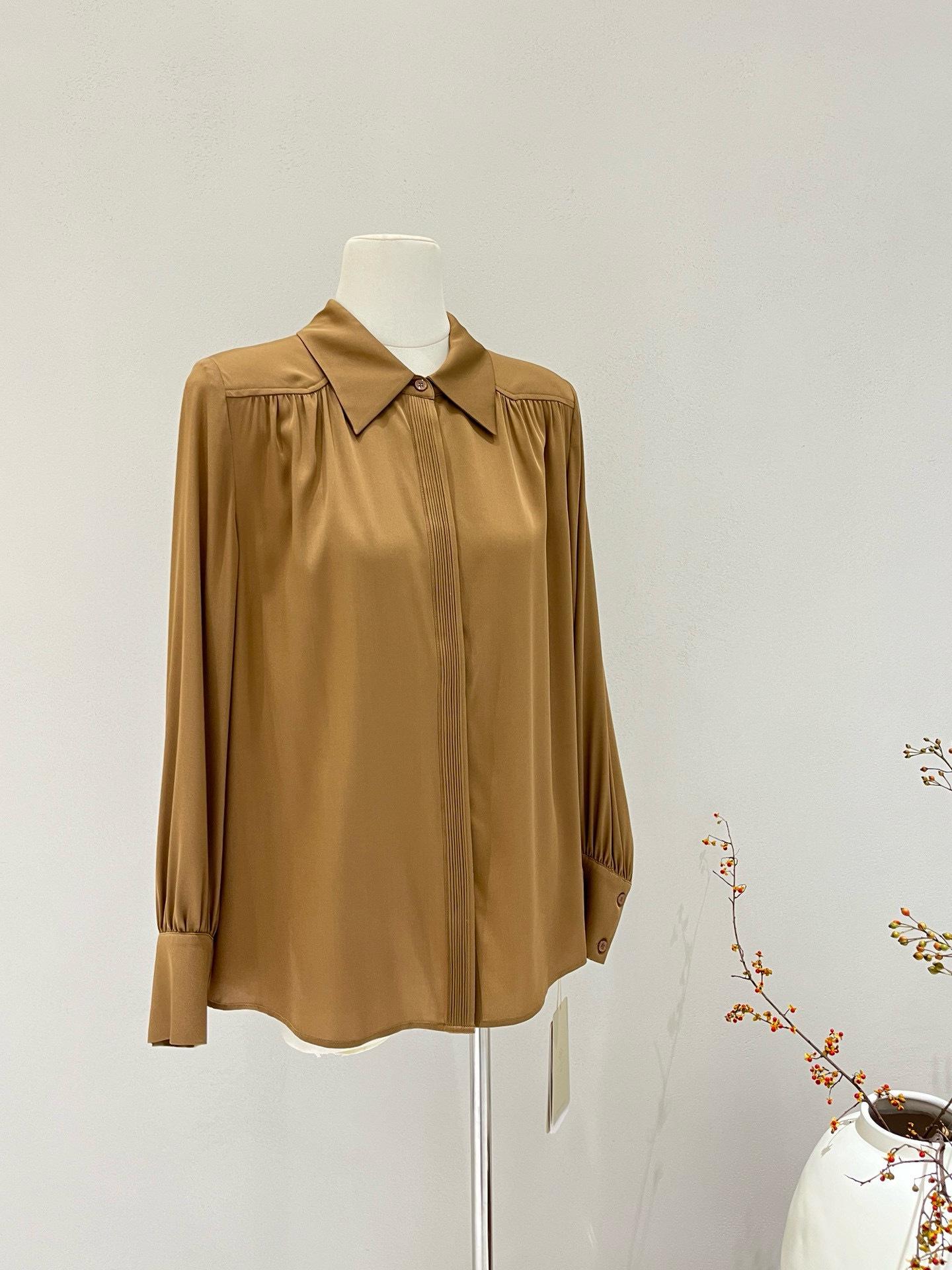 2026 Spring/Summer Women s Heavyweight Long Sleeve Silk Shirt - 19 Momme Stretch Double Georgette L: 52.5-57.5 kg