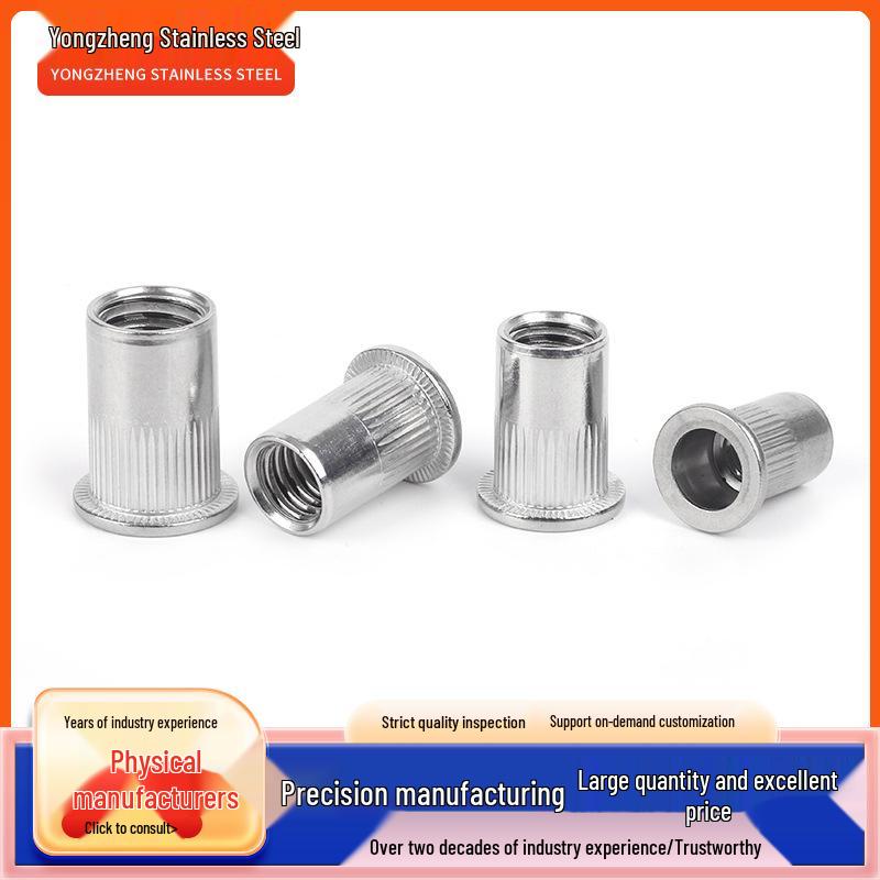 304 Stainless Steel Countersunk Flat Head Rivet Nut with Vertical Stripe