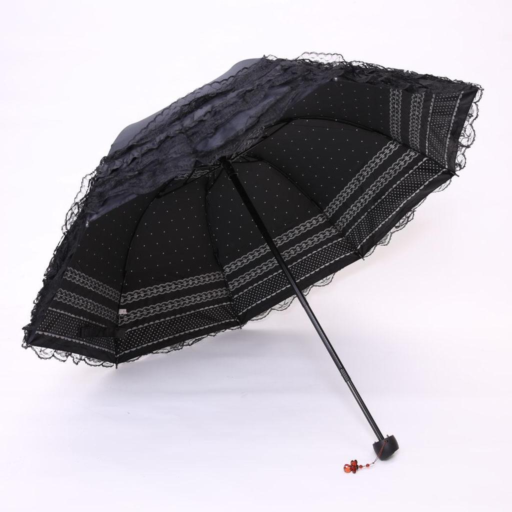 Five-Layer Floral Lace Sun Protection Umbrella - Folding Dual-Use for Sun and Rain