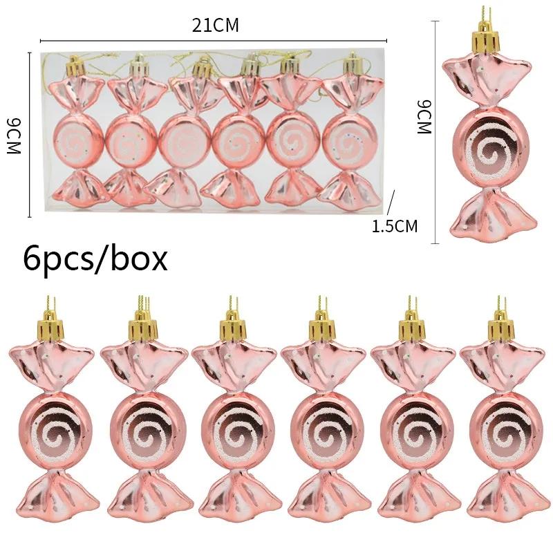 6pcs/box Candy Crutch Icicle Christmas Tree DIY Ornaments New Year Xmas Gifts Christmas Ball Decoration for Home Navidad