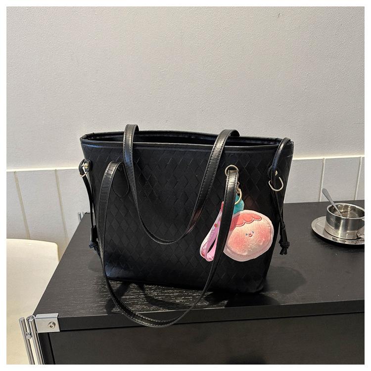 Large Capacity Korean Style Tote Bag Simple Casual Solid Color Work Shoulder Bag for Women