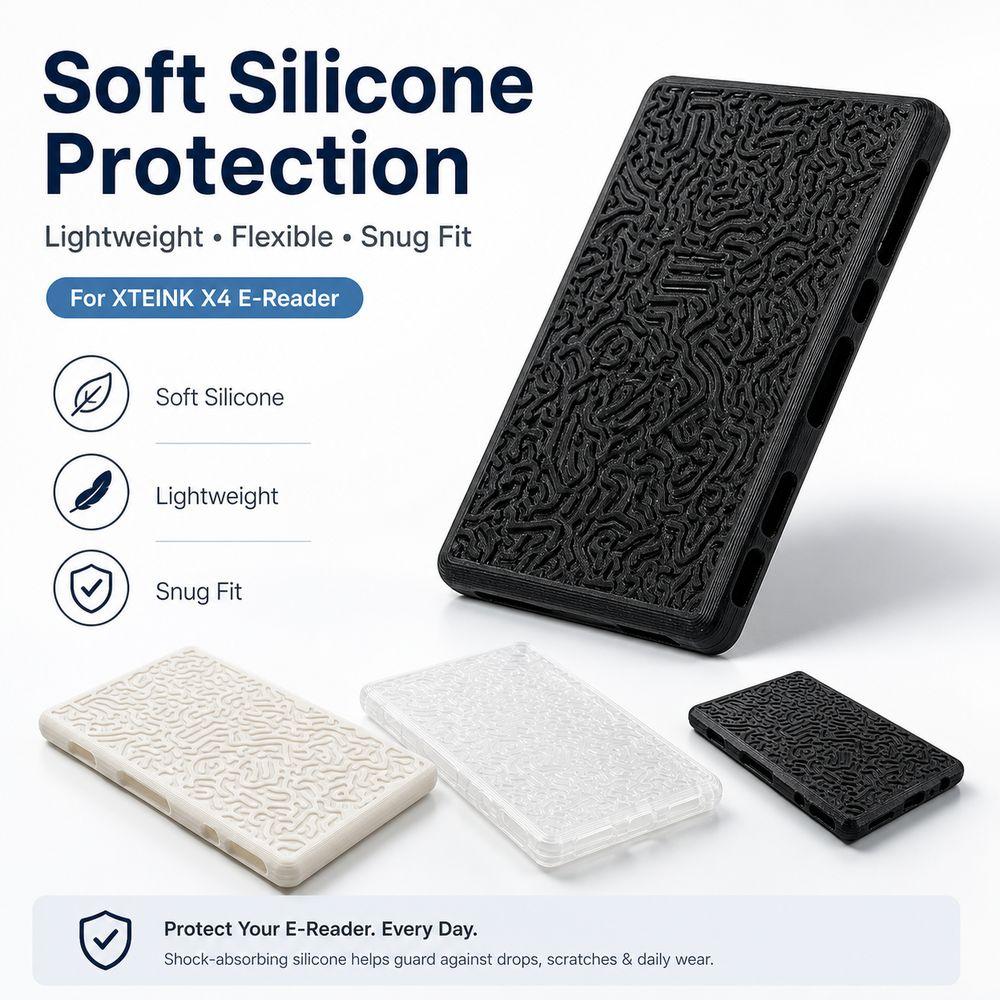 Soft Shell EBook Reader Case Silicone Reader Protective Case for XTEINK X4 E-Reader Protection