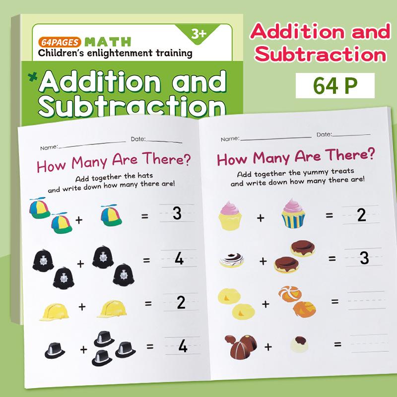1 Set Fun 64 Page Arithmetic Question Book Addition And Subtraction Exercises Within 10 Picture Column Decomposition Calculation
