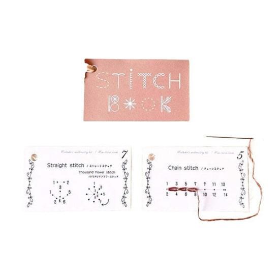 Stickstichbuch-Set DIY Stickerei Nachschlagewerk Stichanleitung Fäden Nadeln Schere Nähwerkzeug-Set Tragbares Stickerei-Set für Anfänger