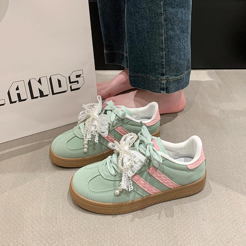 Retro vielseitige Farbabstimmung Damen 2025 neue Frühjahrsmode leichte lässige Sport-Board-Schuhe zum Schnüren