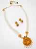 Gold-Plated White Stone-Studded & Beaded Temple Jewellery Set