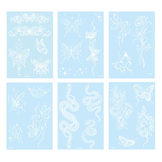 6Pcs Glow in Dark Tattoo Stickers, Lace Temporary Body Art for Hands, Waterproof Indian Mehndi Tattoos for Women Girls