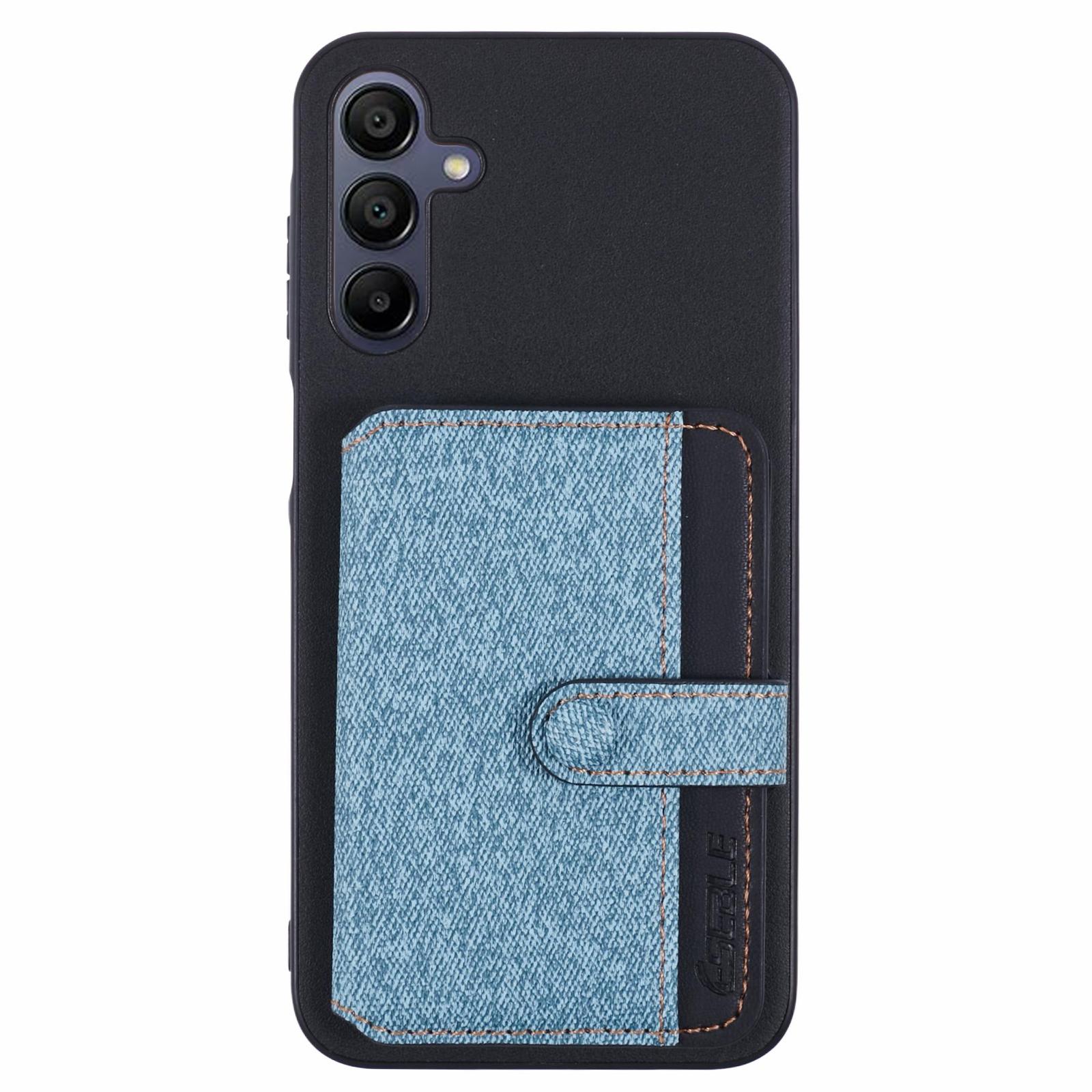 

For Samsung Galaxy A15 5G/4G Phone Case Adhesive Card Bag Color Matching with Kickstand Blue