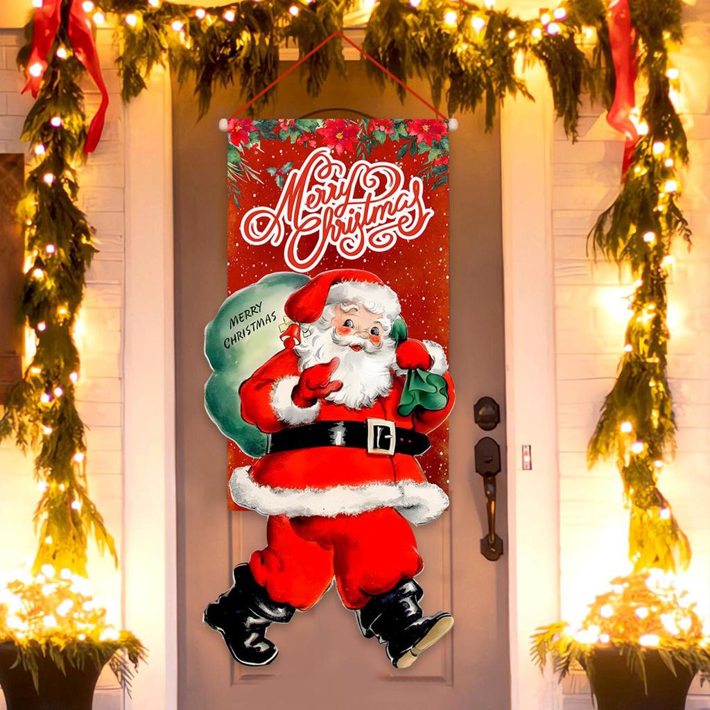Christmas Door Curtain Flag Outdoor Gift Background Decoration