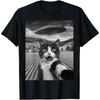 Katzen-Selfie mit Alien-UFO Lustige Katzen Geschenke Für Unisex Damen Kind Unisex T-Shirt