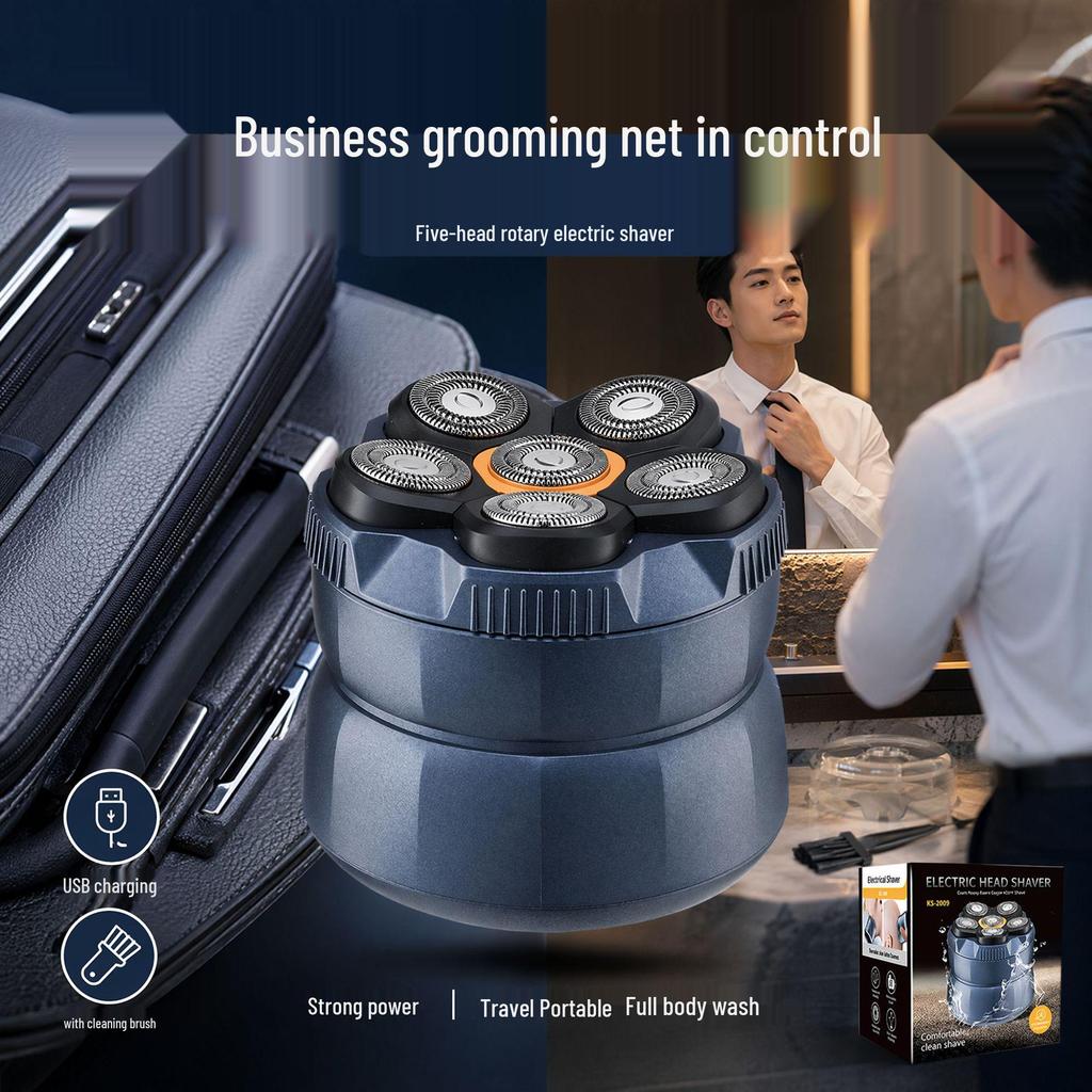 High-Power Washable 6D Bald Head & Beard Trimmer with Magnetic Blades for Men