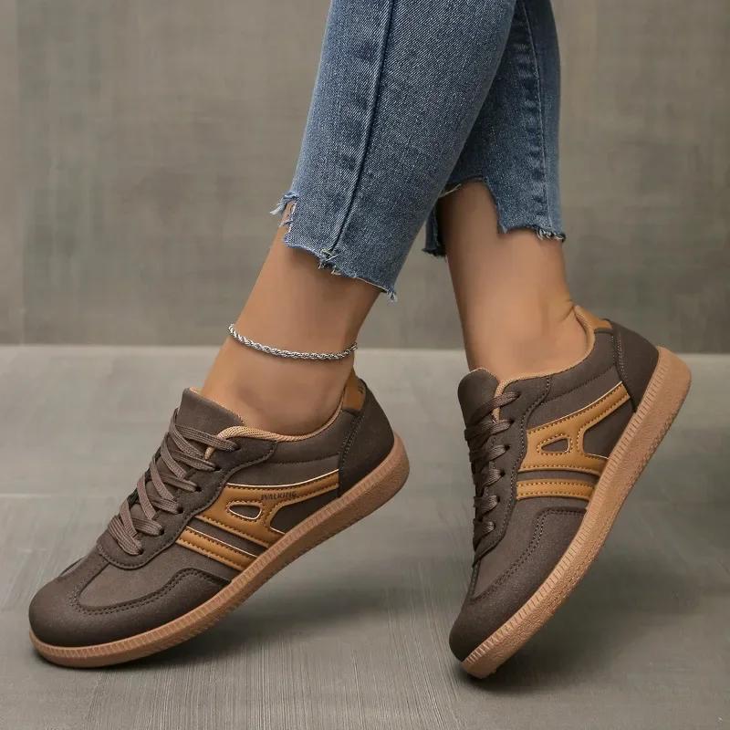 Plus Size 2025 New Hot Sale Women's Vulcanized Sneakers Mixed Colors Lace Up Outdoor Sports Comfortable & Versatile Casual Shoes