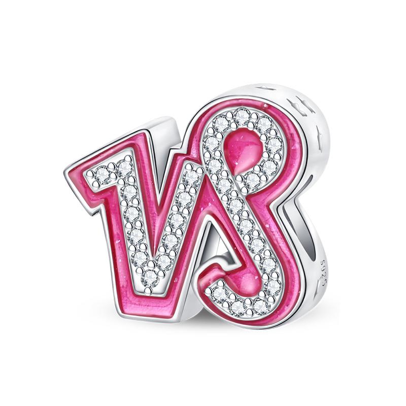 100% Copper Metal 26 Letter Shiny Princess Pink Series Charm Bead Components Bead Components Compatible With Authentic Original Bracelets Do It