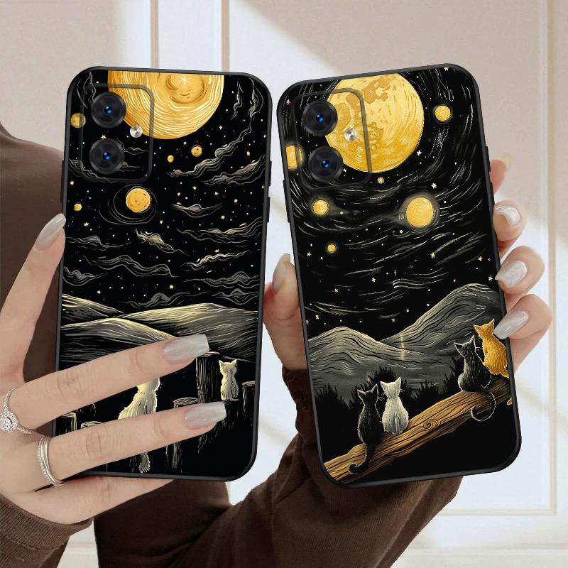 Background Cat For Motorola Moto G 04 G05 G14 15 24 34 35 54 55 75 84 85 Edge 40 50 Fusion 60 Fusion silicone soft phone case