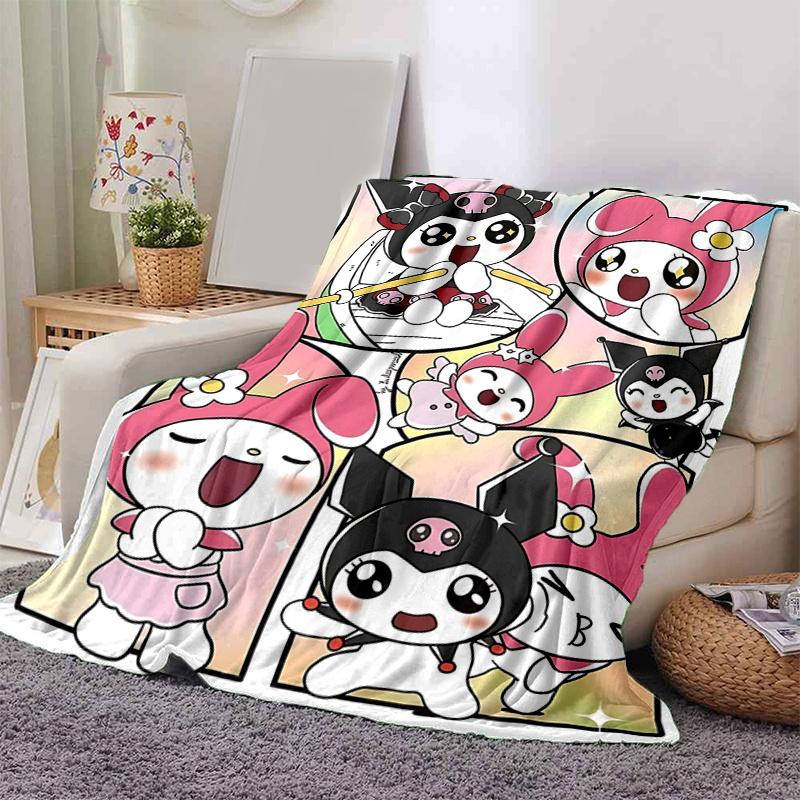 1pc Sanrio Cute Characters Themed Cartoon Blanket, Seasonal Home Decor Gift for Family and Friend, Soft Throw Blanket Perfect for Couch or Bed, Cute C