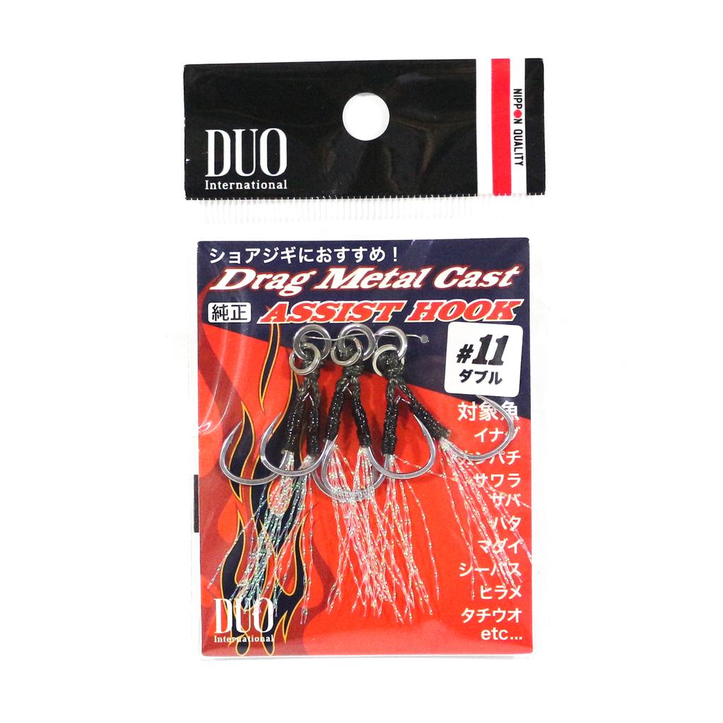 Duo Assist Hooks Drag Metal DC-WC #11, Clear Tinsel, 3 per pack (0650)