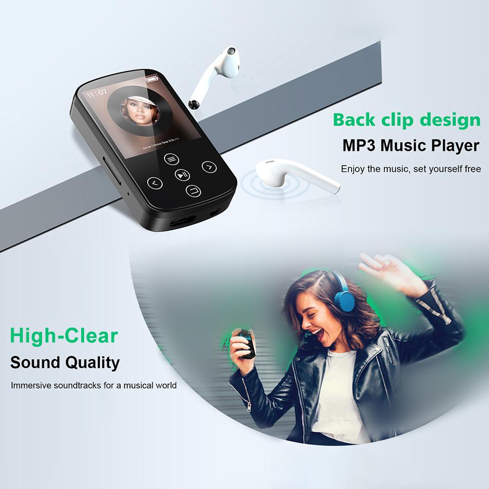 MP308 MP3 Player with BT 5.4 Back Clip 1.5" HighClear Touchscreen Portable Player Builtin