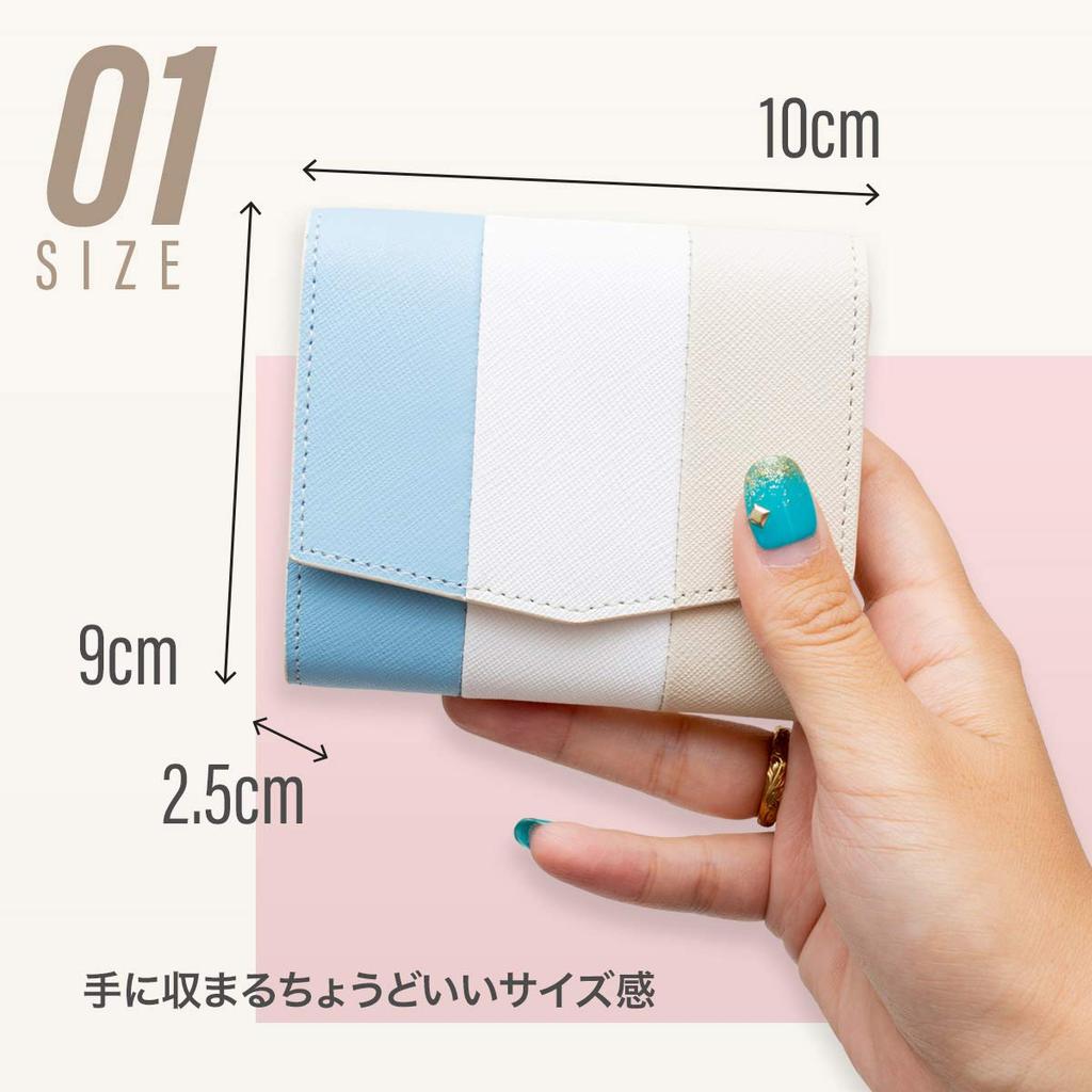 [MALTA] Mini Tri-fold Wallet for Women, Genuine Leather, Box-type Coin Purse, Card Slots, Saffiano Leather, Flap Closure, Compact, Small Wallet, Navy