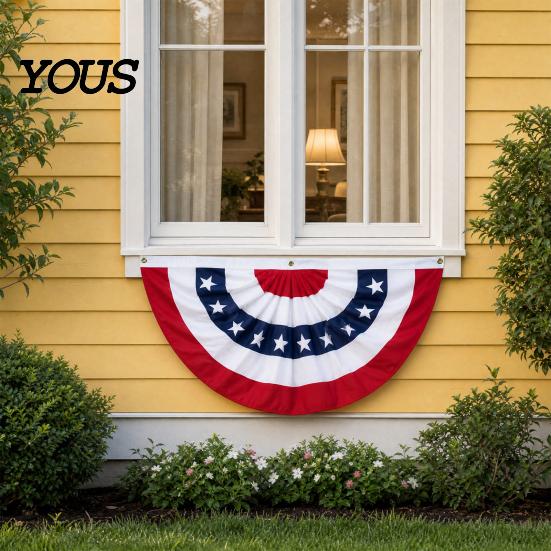 Fächer für Feiertage USA-Flagge, 4. Juli Amerikanische Flaggen-Girlande, Rot Weiß Blau Hochwertige Patriotische Deko Halb-Banner für