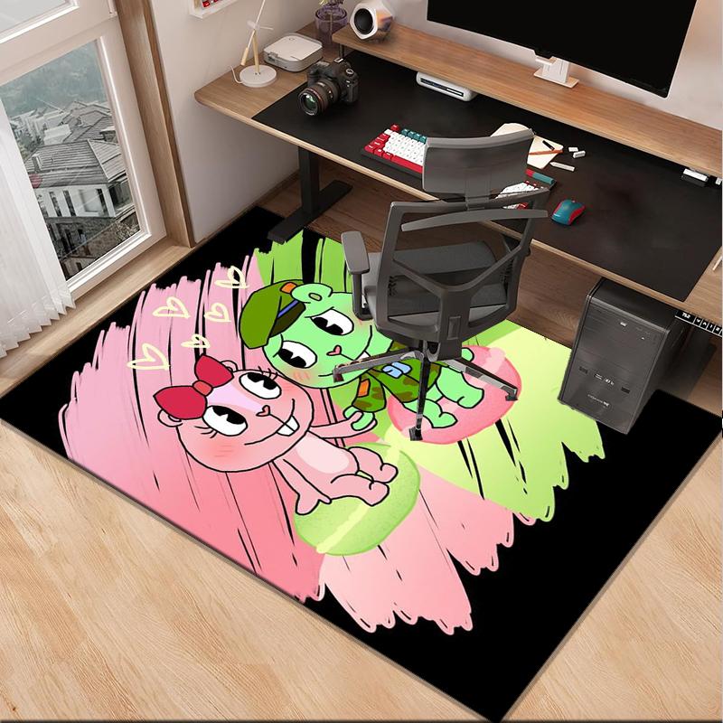 Happy Tree Friends Anniversary Office Rug Chair Mat, Game Carpet, Suitable for Front Door, Bedroom, Living Room, Desk, Holiday Gift