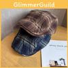Retro Gingham Duckbill Cap Beret With Ventilation And Sun Protection Women For