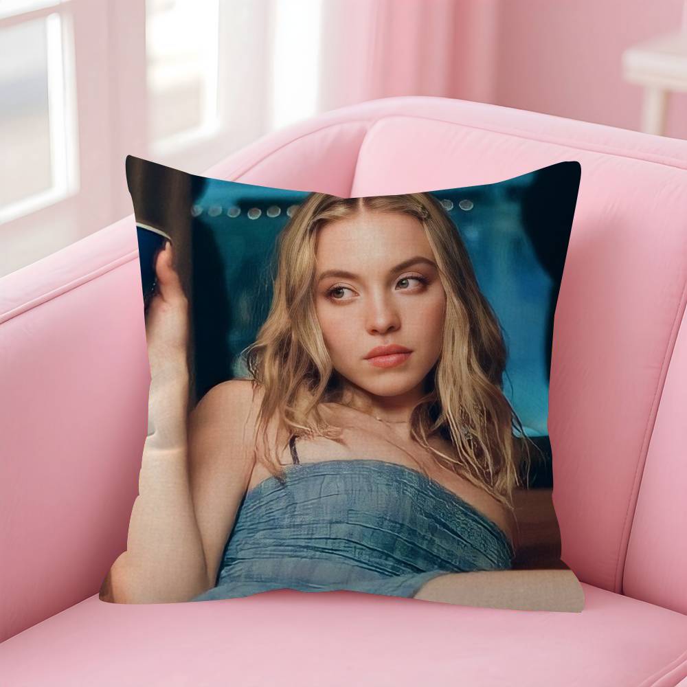 Actor Sydney Sweeney Cushion Cover Car Throw Pillow Case For Sofa Car Christmas Gift