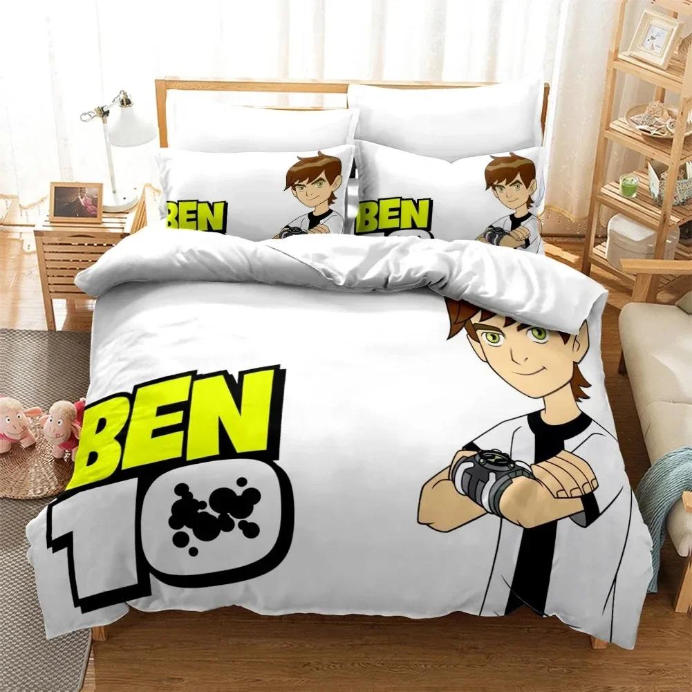 3D Cartoon Ben10 Bedding Set Print Bed Set With Pillowcase Bed Duvet Cover Soft Single Double Queen Super King Size Home Textile