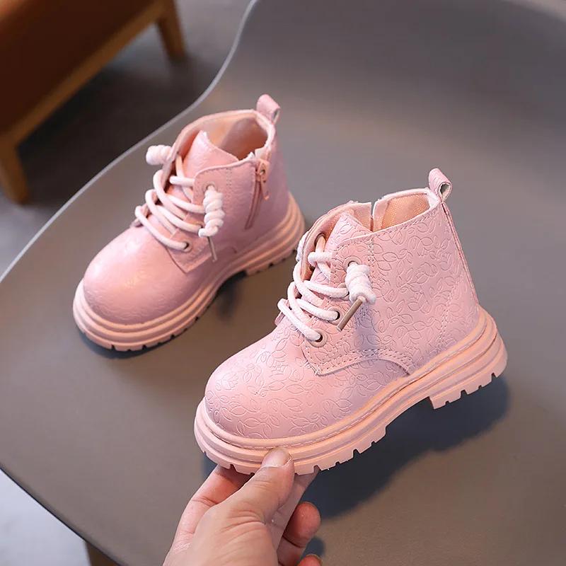 Children Platform Ankle Boots Spring Autumn Thick Bottom School Boots for Girls Fashion Causal Kids Short Boots Non-slip Zipper