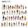 New 50Pcs Miniature Figures Model 1:75 Scale Figures Resin Diorama Railway Train Painted Figures Model DIY Craft Toys For Kids