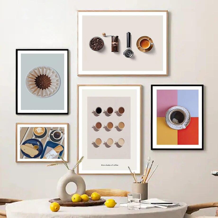 

Espresso Tones Coffee Filter Latte Mocha Wall Mural Nordic Poster Print Wall Picture Perfect for Kitchen Bar