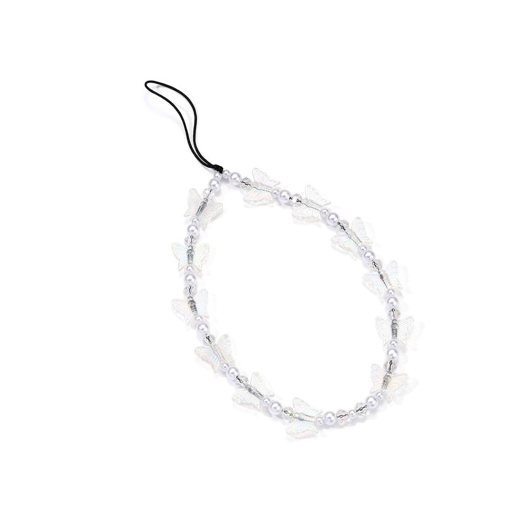 Handmade Colored Acrylic Butterfly Beaded Mobile Phone Chain Wholesale Personalized Wrist Anti-loss Pendant Pendant