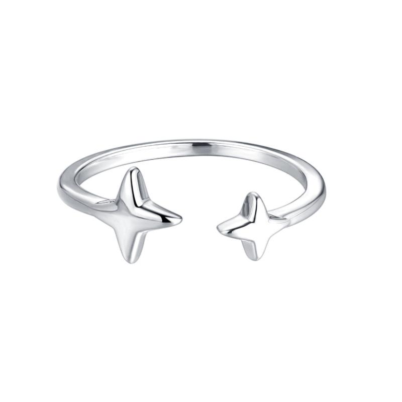 Cross Flash Diamond Zircon Star Light Ring Gemini Star Open Ring Star Index Finger Ring Niche Design Is Simple