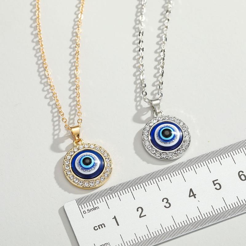 Dot Diamond Lucky Blue Eye Necklace for Evil Eye Pendant Necklace Turkish for Evil Eye for Protection and Blessing for W