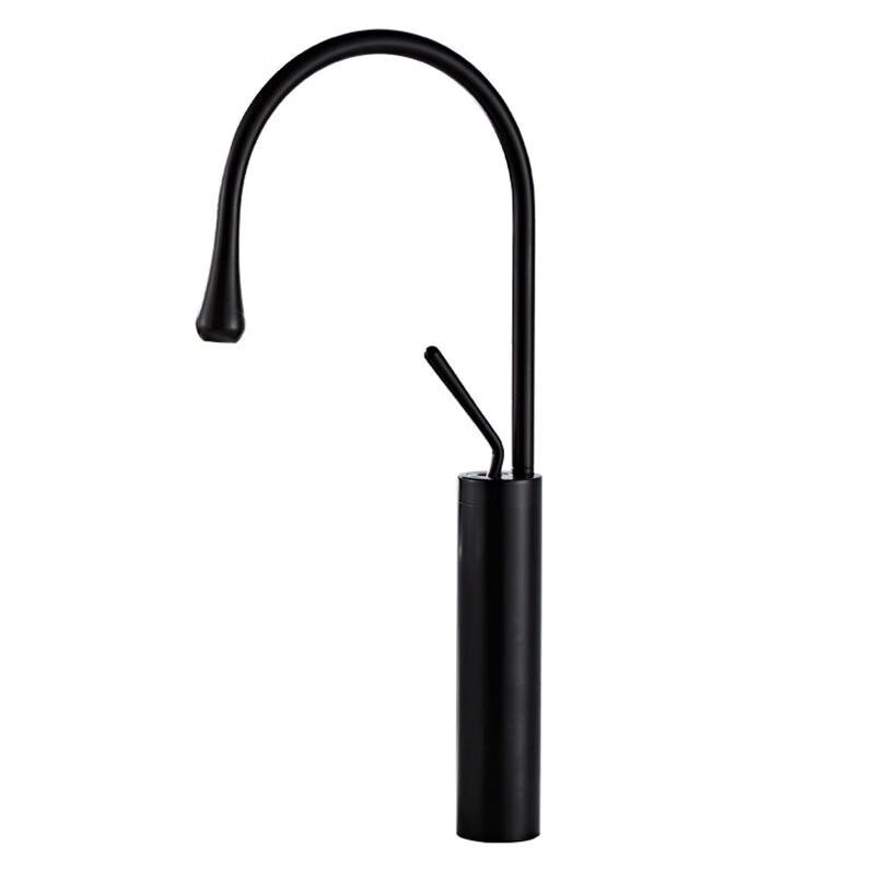 Tall Black Waterdrop Swivel Basin Faucet