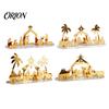 Seasonal Home Decor Christmas Acrylic Ornament, Mirrored Golden Silhouette Scene, Decorative Scene Decoration Desktop Display for Holiday Living Room