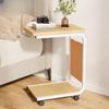 Mobile Double-Layer Wooden Side Table