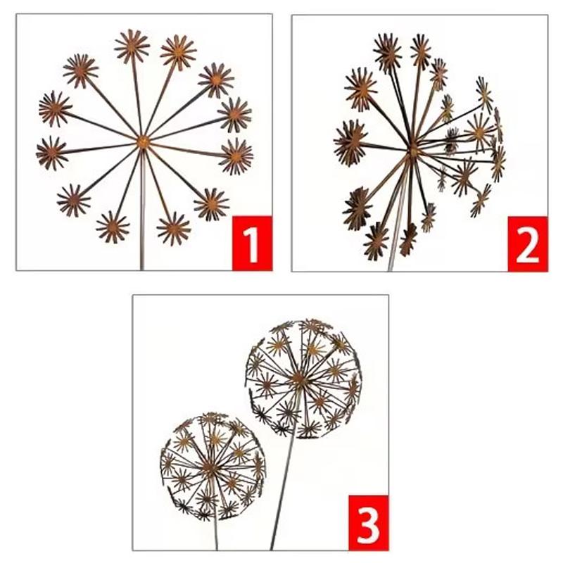 Vintage Metall 3D Pusteblumen Garten Skulpturen Pusteblumen Gartenpfahl Dekoration Metall Außen Skulptur Außen Dekoration