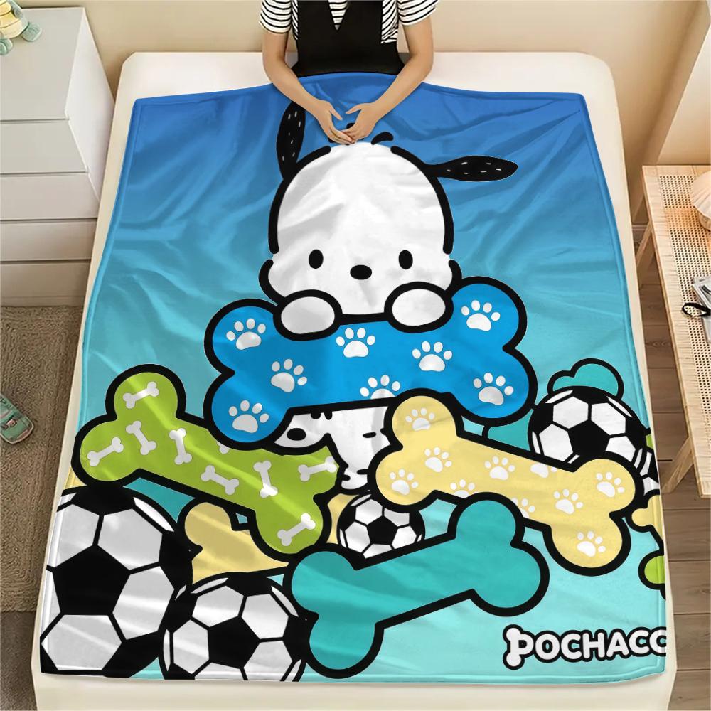 1PC Pochacco Print Flannel Blanket, High quality All Seasons, Home Decor, Warmth and Comfort, Perfect for Christmas Gifts