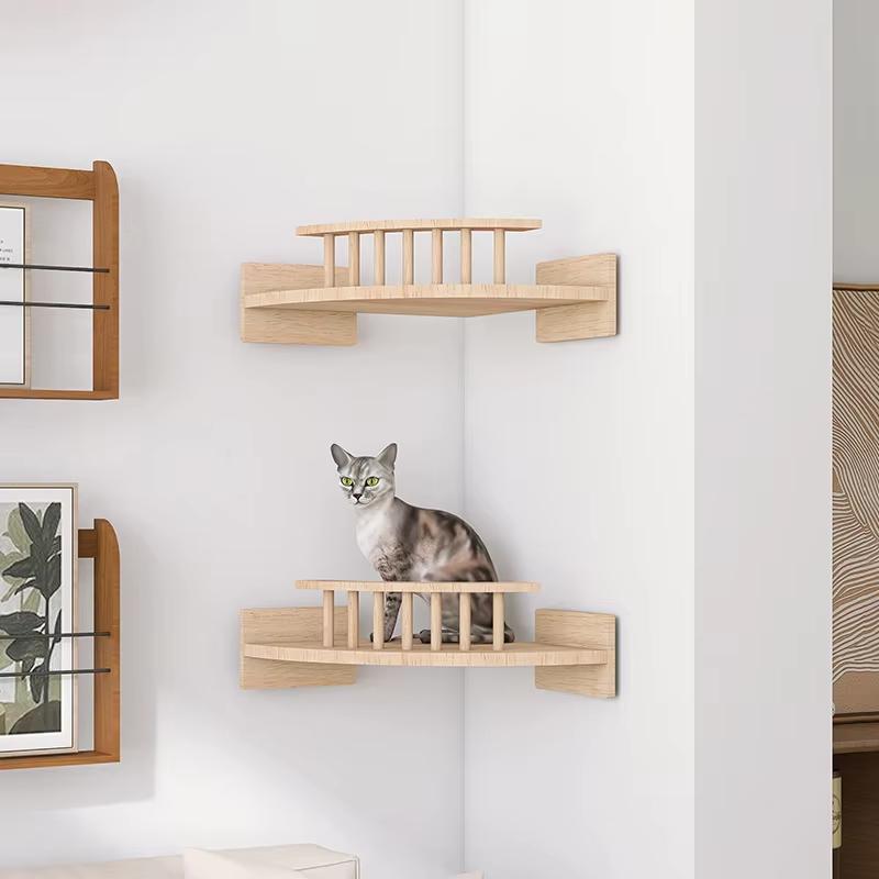 Wall-mounted Cat Viewing Platform Wooden Cat Climbing Frame Solid Wood Cat House Corner Observation Deck