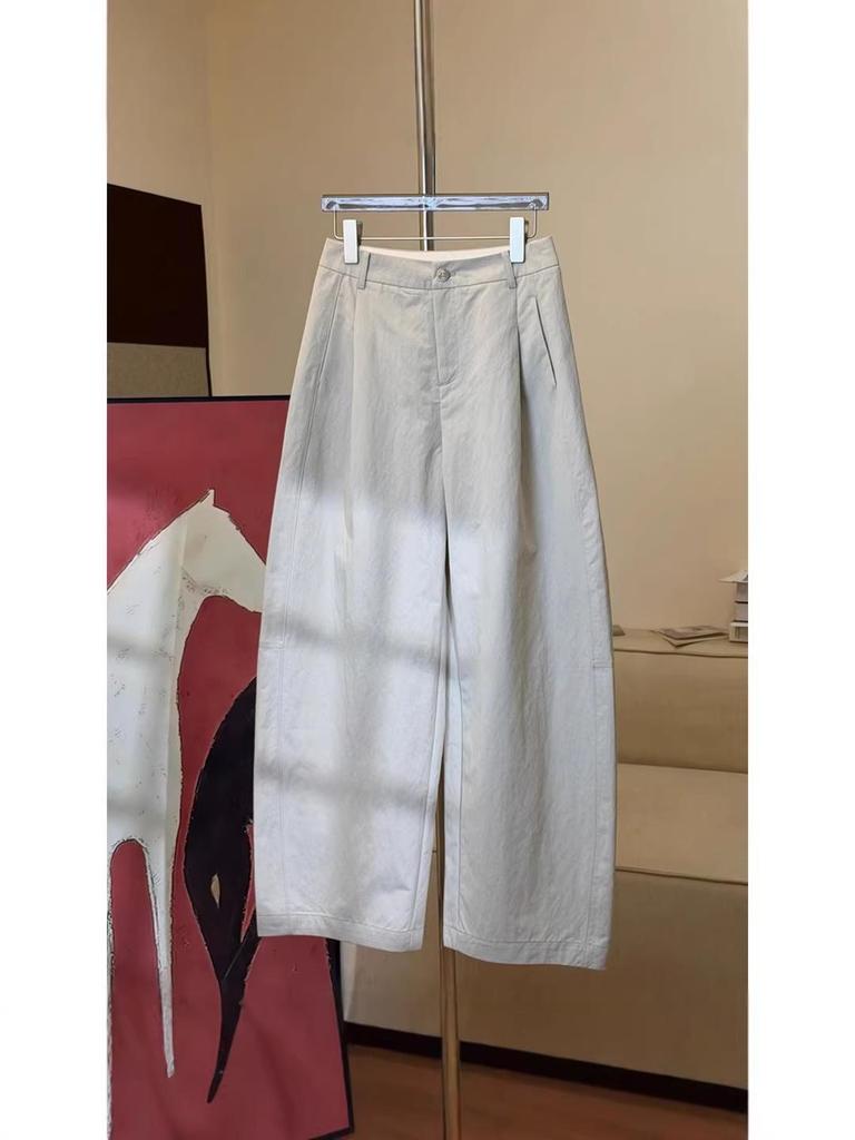Women's Dark Blue Wide-Leg High-Waisted Scimitar Pants - 2026 Spring/Summer Fashion, Casual and Versatile Nezha Style.
