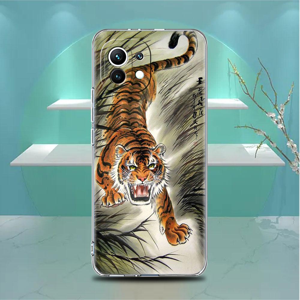 

Прозрачный чехол Tiger Crane ART для Xiaomi Mi Poco X3 NFC M3 Pro F3 F1 11 Lite 12 Note 10 11T 9T прозрачный чехол для телефона Redmi Note 9S