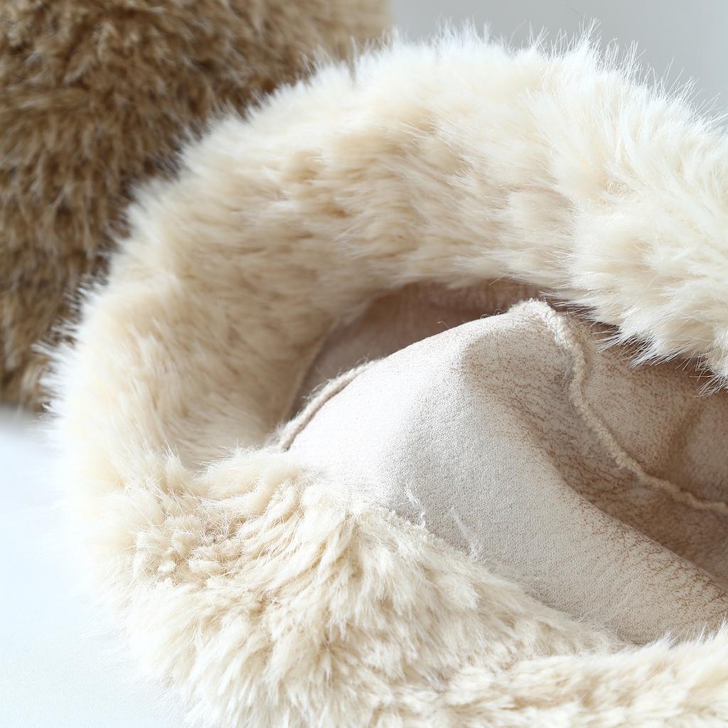 Bucket Hat Women Winter Hats For Women Plush Faux Fur Keep Warm Fisherman Cap Casual Bob Femme New