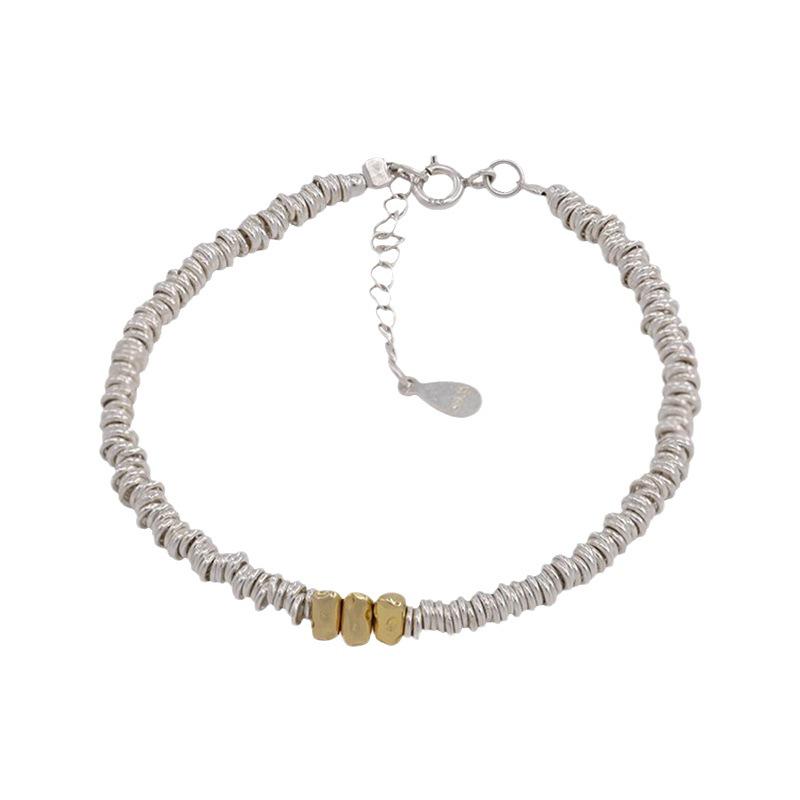 Korean Luxury S925 Sterling Silver and Gold Bracelet with Cold Style Fashion Ring for Women